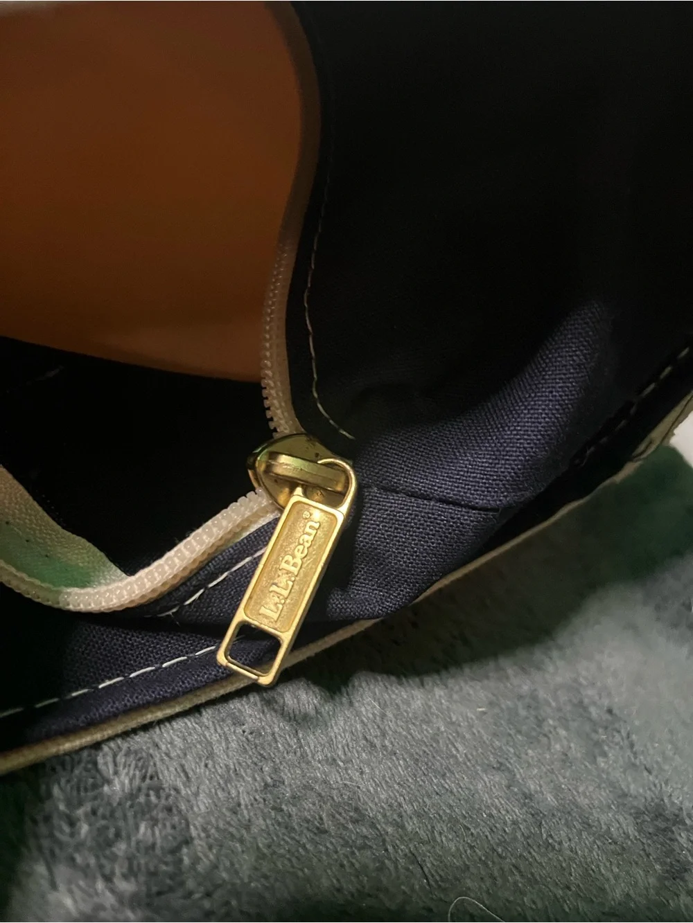 Vintage LL Bean Boat and Tote XL 24” zip top embroidered w navy trim 80s 90s